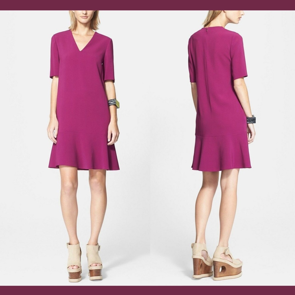 NEW $1295 Stella McCartney Drop‎ Waist Dress in Berry [SZ 42 IT ]